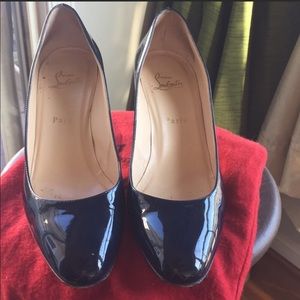 Christian Louboutins. Navy Patent. Size 40
